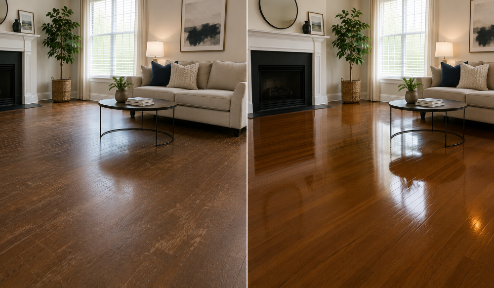 Hardwood and Tile Cleaning Before and After