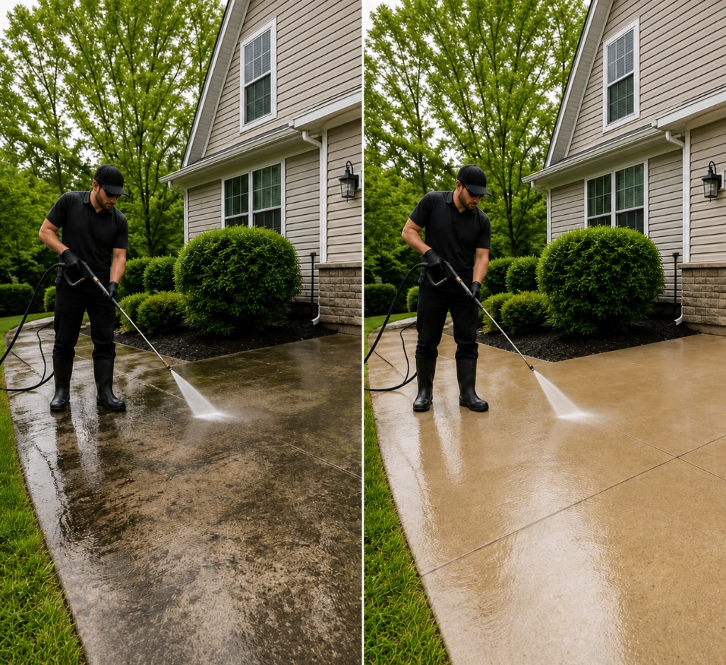 Power Washing Before and After